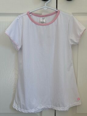 SET Athletics Girls' white with pink trim Short-Sleeve Athleisure Tee size 11/12